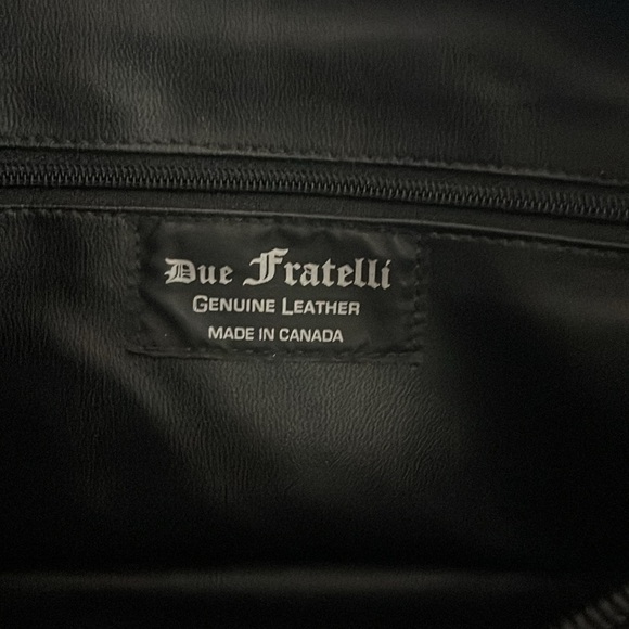 Vintage DUE FRATELLI Canada Black Embossed Double Handle Zip Shoulder Bag - Picture 6 of 7